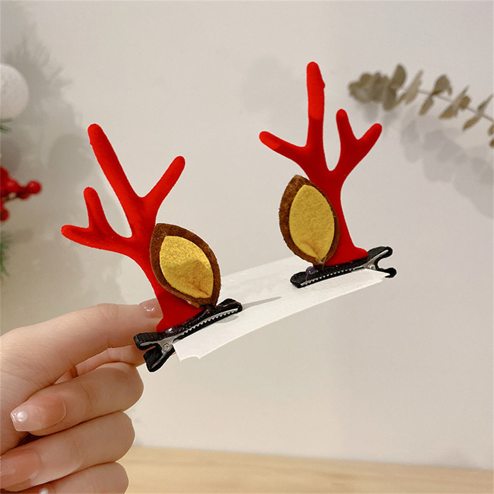 2pcs/Set Kawaii Christmas Elk Ear Hair Clip Women Girl Santa Snowman Hairpin Xmas Party Barrettes For Kids Cosplay Headwear