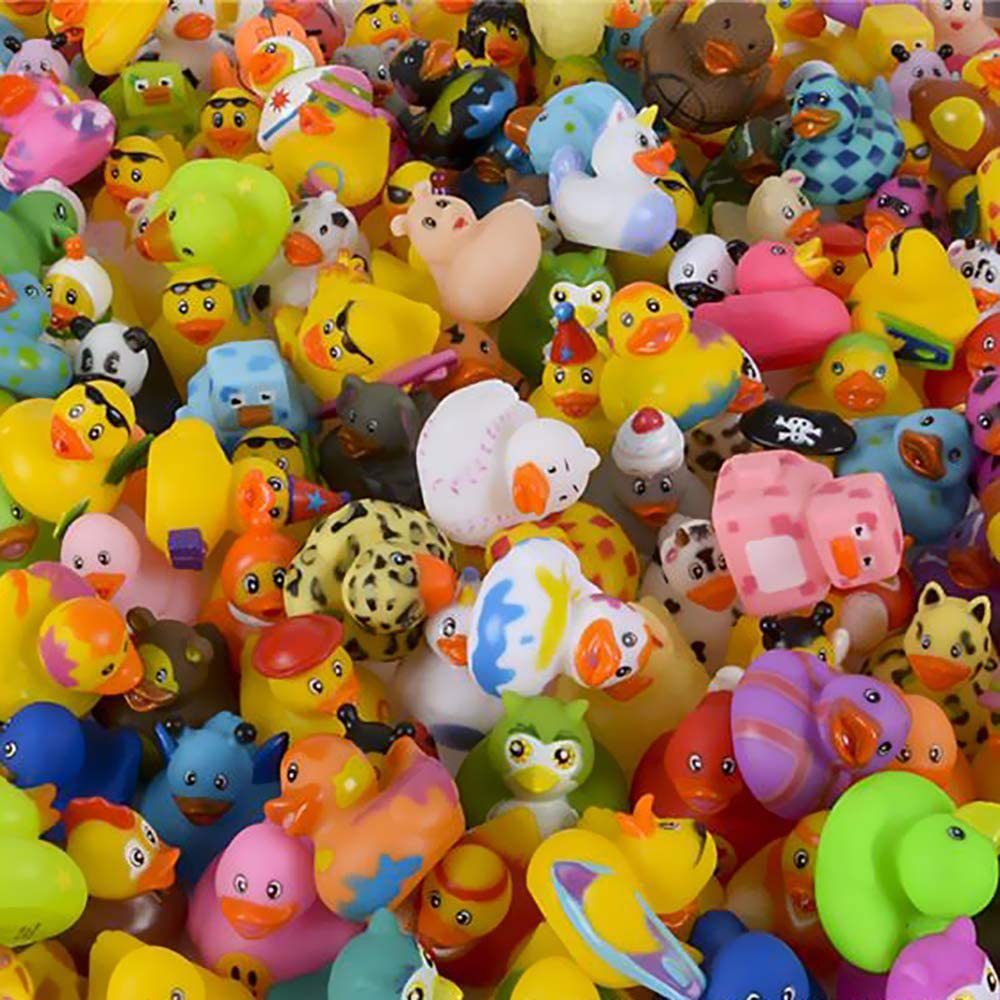 Assorted Rubber Ducks Toy Duckies for Kids and Toddlers;  Bath Birthday Baby Showers Classroom;  Summer Beach and Pool Activity;  2" Inches (Multiple 