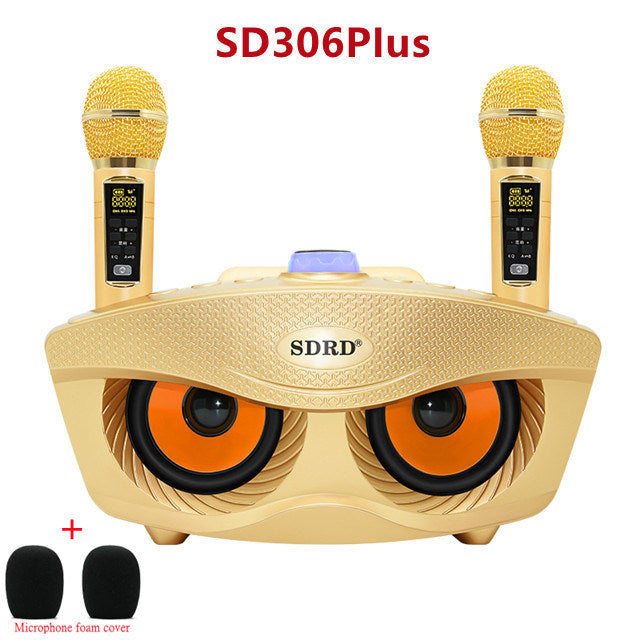 SD306 Plus 2 in 1 Portable Karaoke Wireless Bluetooth Speaker Dual Microphone Owl Speaker 30W High Power Subwoofer Family KTV