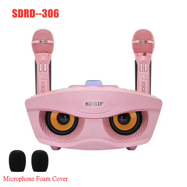 SD306 Plus 2 in 1 Portable Karaoke Wireless Bluetooth Speaker Dual Microphone Owl Speaker 30W High Power Subwoofer Family KTV