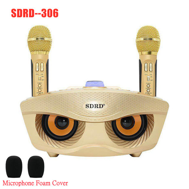 SD306 Plus 2 in 1 Portable Karaoke Wireless Bluetooth Speaker Dual Microphone Owl Speaker 30W High Power Subwoofer Family KTV