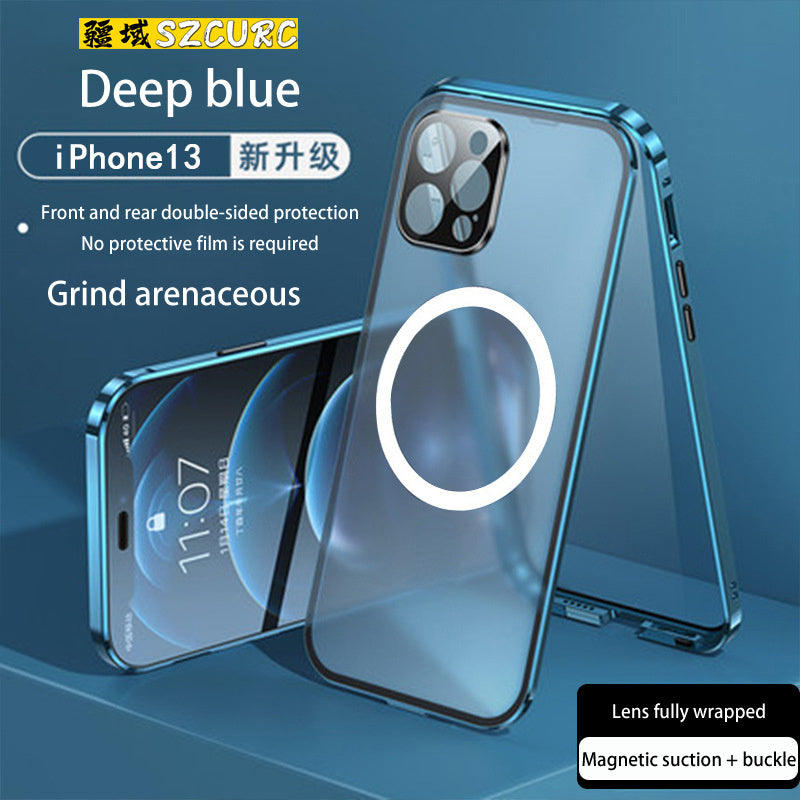 For iPhone 14 Pro max phone Case.iPhone 11 12 Mini 13 New 360° Full Protection Tempered Magnetic Adsorption Glass cover bag