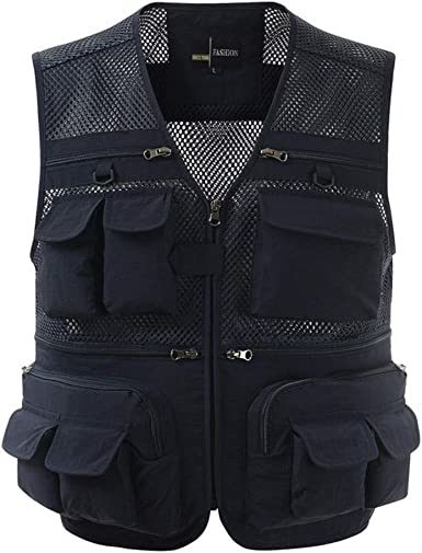 Mens Waistcoat Summer Outdoor Casual Fishing Safari Hiking Vest with Multi-Pocket