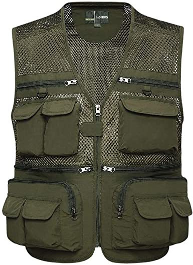 Mens Waistcoat Summer Outdoor Casual Fishing Safari Hiking Vest with Multi-Pocket