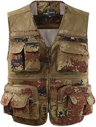 Mens Waistcoat Summer Outdoor Casual Fishing Safari Hiking Vest with Multi-Pocket