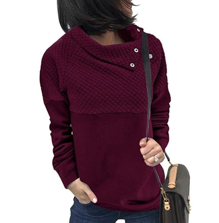 Long Sleeve Lapel Sweatshirt Loose Pullover Tops