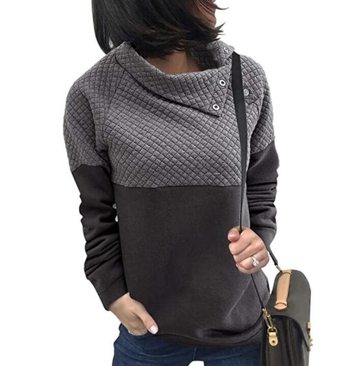 Long Sleeve Lapel Sweatshirt Loose Pullover Tops