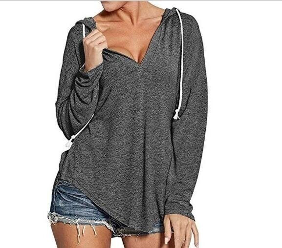 Women's Tunic Long Sleeve T Shirt V Neck Tunic Tops Casual Tees Loose Sweatshirts