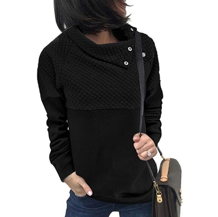 Long Sleeve Lapel Sweatshirt Loose Pullover Tops