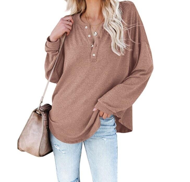 Half-open Button V-neck Loose Sweater