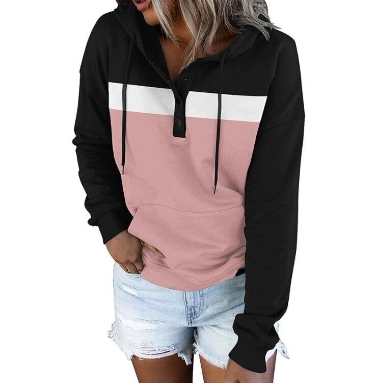 Hoodies Half Button Drawstring Sweatshirt Outwear