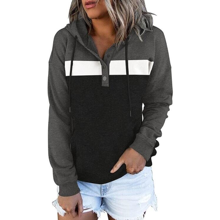 Hoodies Half Button Drawstring Sweatshirt Outwear