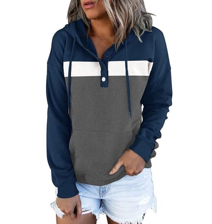 Hoodies Half Button Drawstring Sweatshirt Outwear