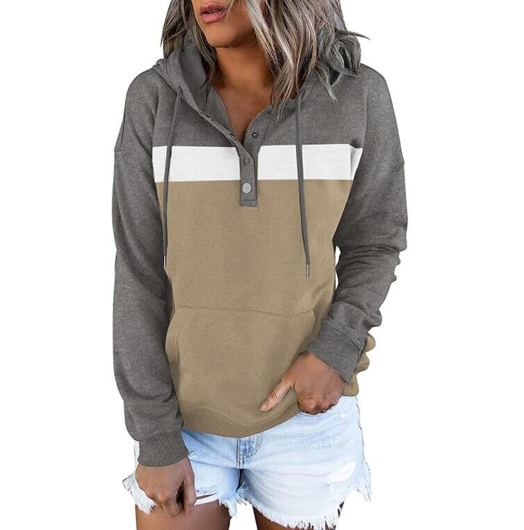 Hoodies Half Button Drawstring Sweatshirt Outwear