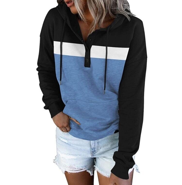 Hoodies Half Button Drawstring Sweatshirt Outwear