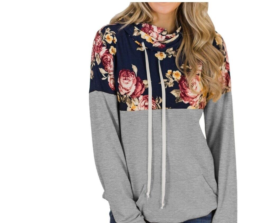 Floral Hoodies Long Sleeve Top, Multiple Colors