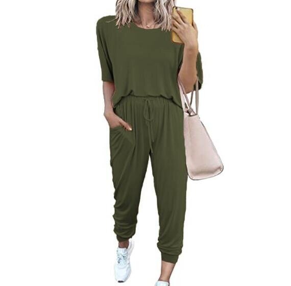 Two Piece Outfits Pullover Tops Lounge set Long Pants Tracksuit Jogger Set with Pockets