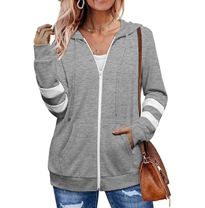 Zipper Hoodies Casual Sweatshirt Tops