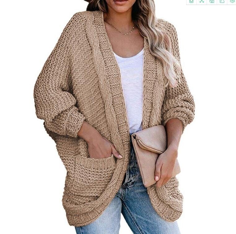 Open Front Chunky Knit Cardigan Sweaters