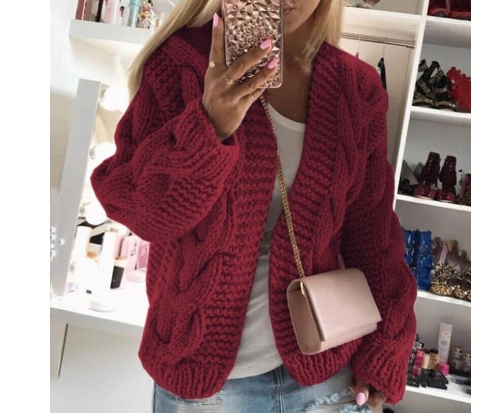 Twist Knit Open Front Cardigan Sweater