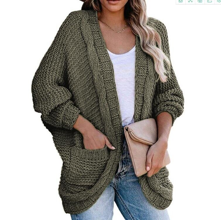 Open Front Chunky Knit Cardigan Sweaters