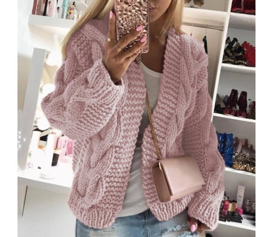 Twist Knit Open Front Cardigan Sweater