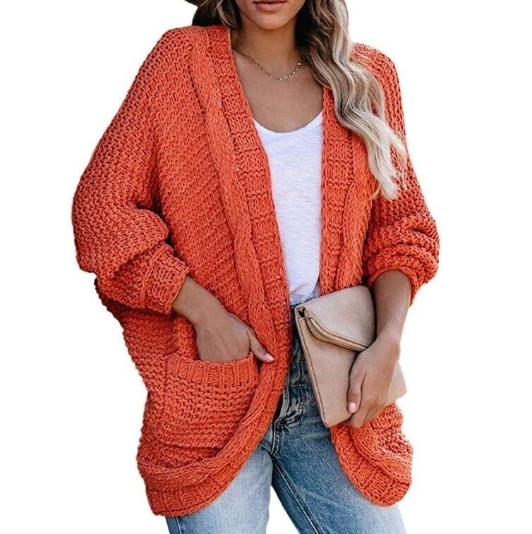 Open Front Chunky Knit Cardigan Sweaters