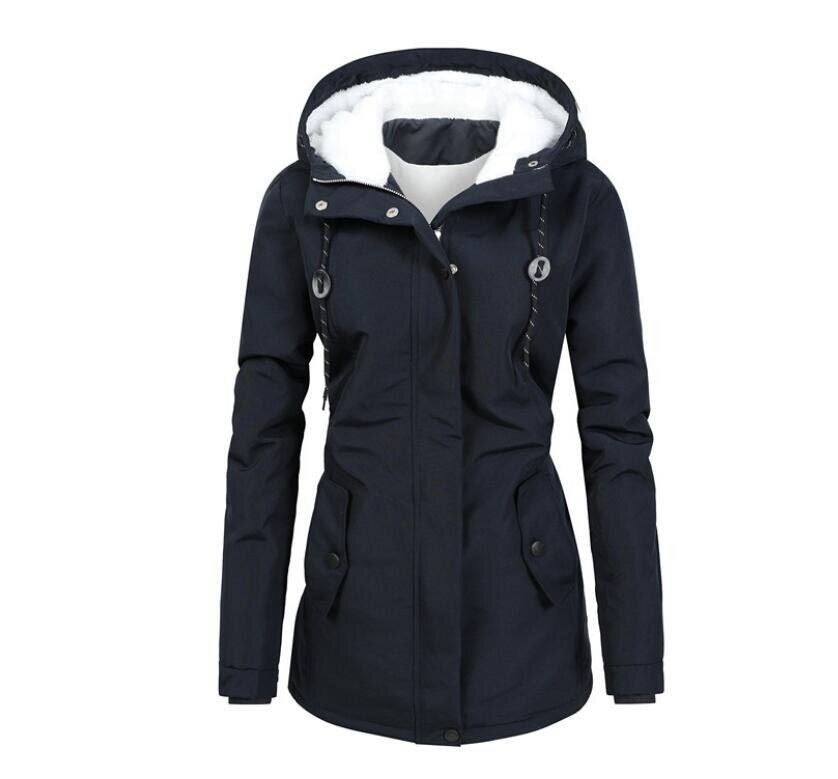 Women's Long Sleeve Fleece Hooded Coat