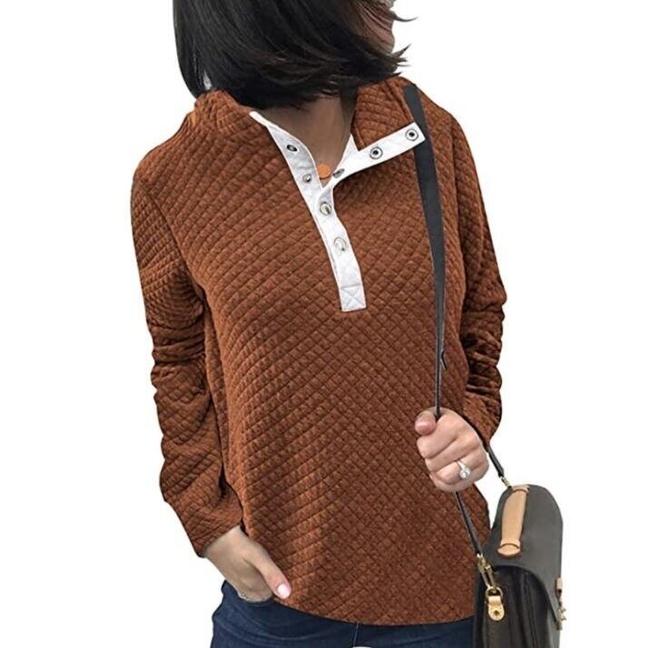 Half Button Lapel Pullover Comfy Sweatshirt