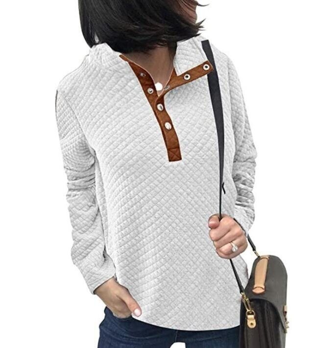 Half Button Lapel Pullover Comfy Sweatshirt