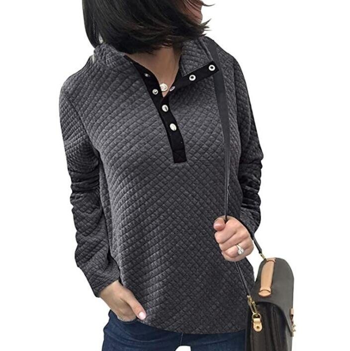 Half Button Lapel Pullover Comfy Sweatshirt