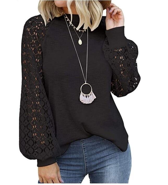 Lace Long Sleeve Loose Blouses Sweater