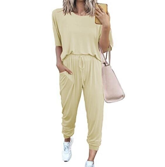 Two Piece Outfits Pullover Tops Lounge set Long Pants Tracksuit Jogger Set with Pockets