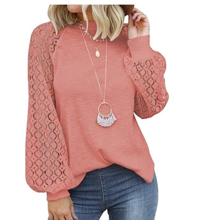 Lace Long Sleeve Loose Blouses Sweater