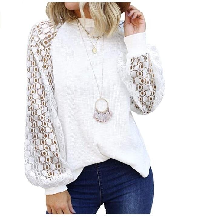 Lace Long Sleeve Loose Blouses Sweater