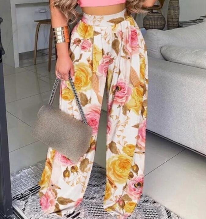 Floral Print Loose Trousers Pant