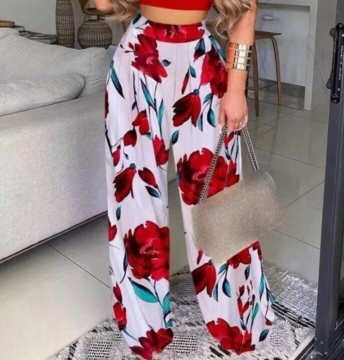 Floral Print Loose Trousers Pant