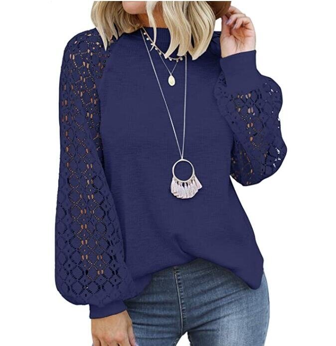 Lace Long Sleeve Loose Blouses Sweater