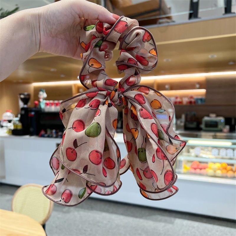 Tulip Embroidered Scrunchie With Hair Rope and Women's Rubber Band