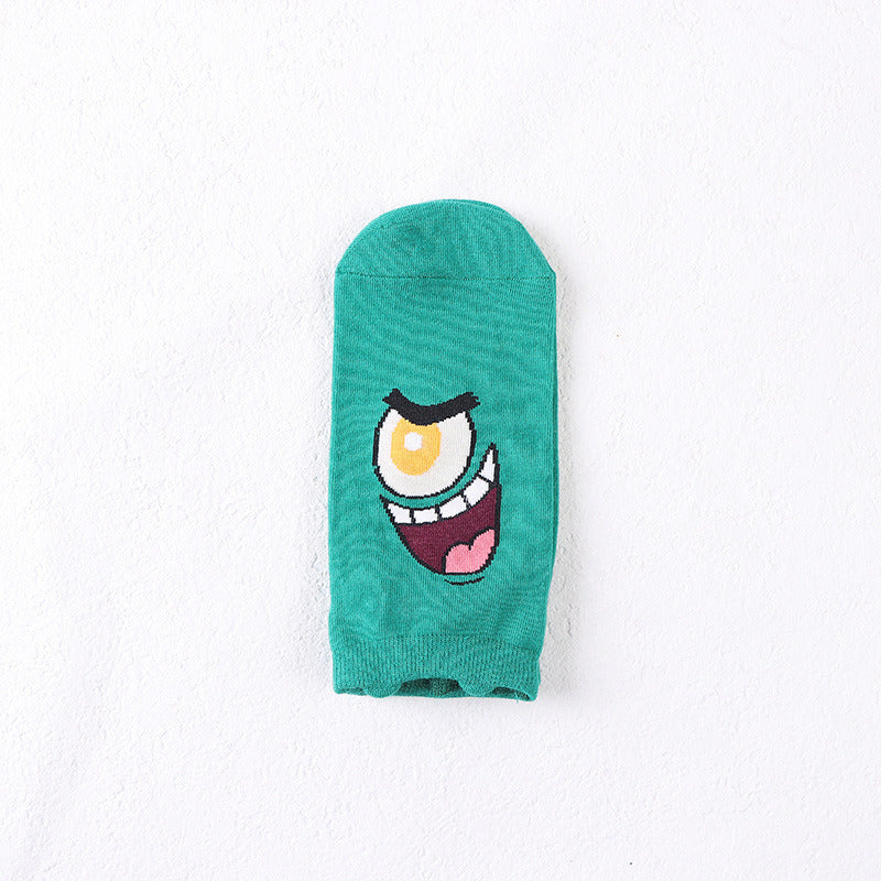 Summer Men's Socks Cartoon Creative Girl Boat Socks Women's Cotton Socks Cartoon Comic Pattern Short Socks