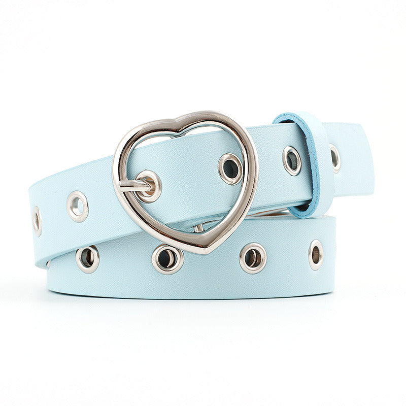 Female Leather Belt Women Metal Buckle Stylish Ladies Vintage Heart Buckle Leisure Leather Belt Trouser Accessories