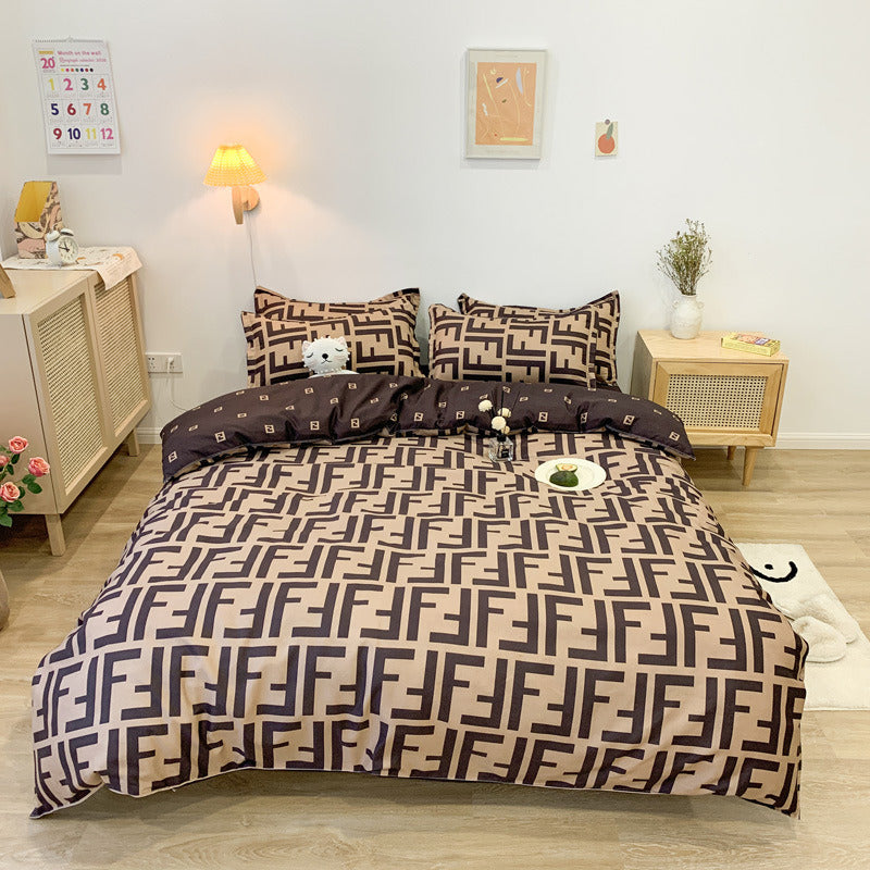 Washed Cotton Bedding 4 Piece Set 1.5m-2.2m Quilt Cover Sheet Pillowcase Plaid Stripes Student Dormitory Adult Child Boys Girls