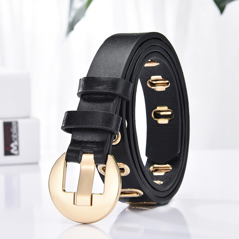 New Grunge Women Belt Adjustable Hole Grunge Punk Belts for Women Alloy Pin Buckle Leather Belt for Pants Dresses