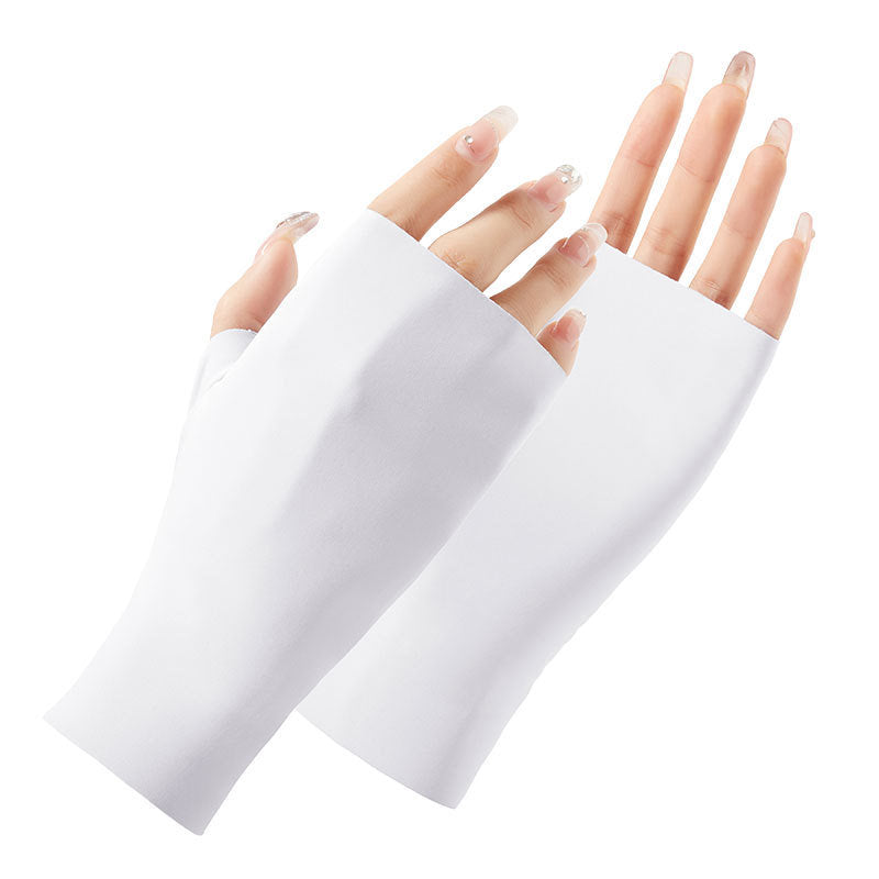 New Women Sun Protection Gloves Ice Thin Gloves Summer UV Resistant Two Finger Cool Breathable Mesh Driving Touch Screen Gloves