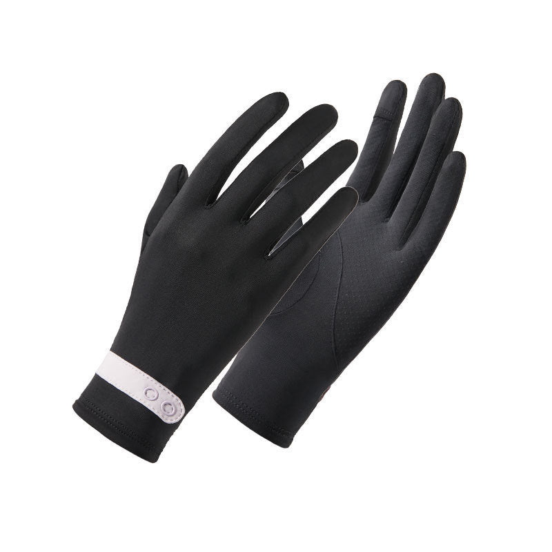 New Women Sun Protection Gloves Ice Thin Gloves Summer UV Resistant Two Finger Cool Breathable Mesh Driving Touch Screen Gloves