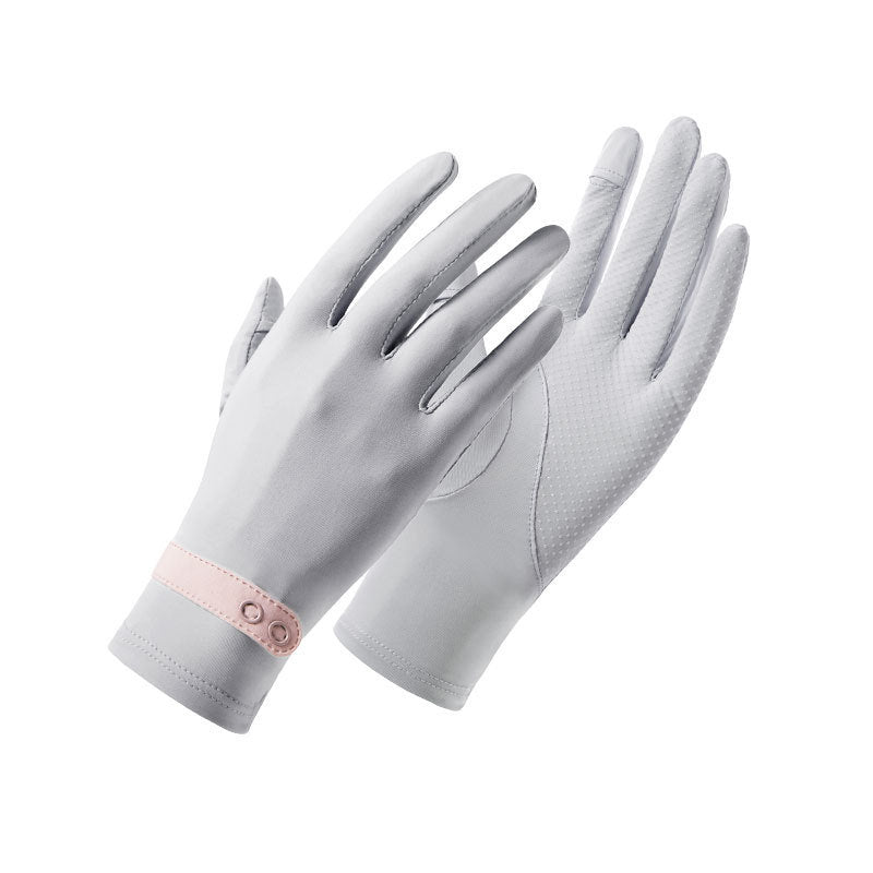 New Women Sun Protection Gloves Ice Thin Gloves Summer UV Resistant Two Finger Cool Breathable Mesh Driving Touch Screen Gloves