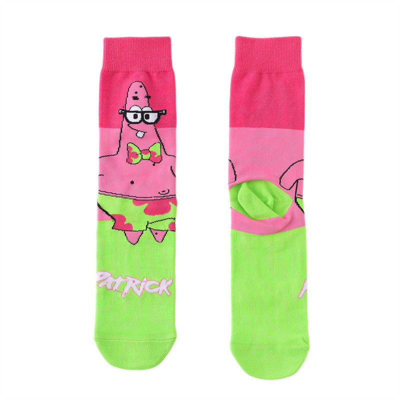 Cartoon SpongeBobs Women's Socks High Quality Fashion Men's Women Sock Printed Casual Hip-Hop Personality Adult Couple Stockings