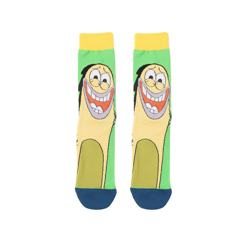 Cartoon SpongeBobs Women's Socks High Quality Fashion Men's Women Sock Printed Casual Hip-Hop Personality Adult Couple Stockings