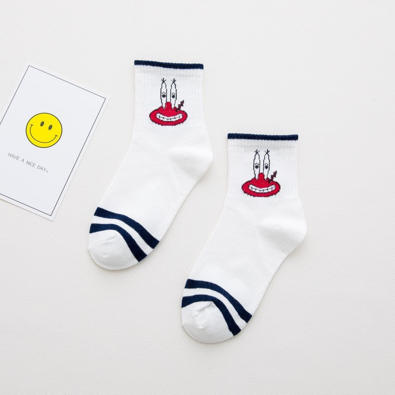 Cartoon SpongeBobs Women's Socks High Quality Fashion Men's Women Sock Printed Casual Hip-Hop Personality Adult Couple Stockings