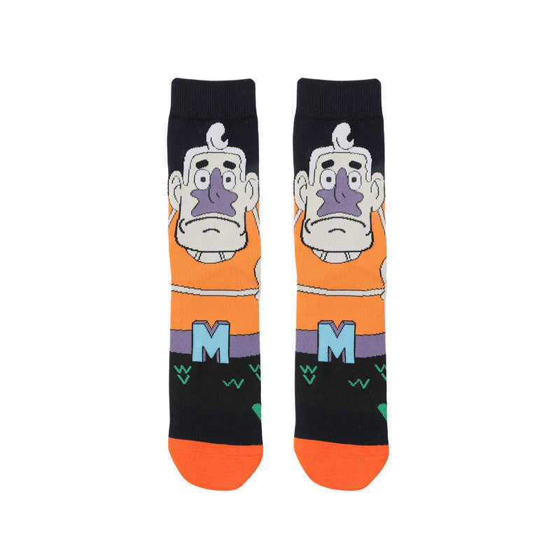 Cartoon SpongeBobs Women's Socks High Quality Fashion Men's Women Sock Printed Casual Hip-Hop Personality Adult Couple Stockings